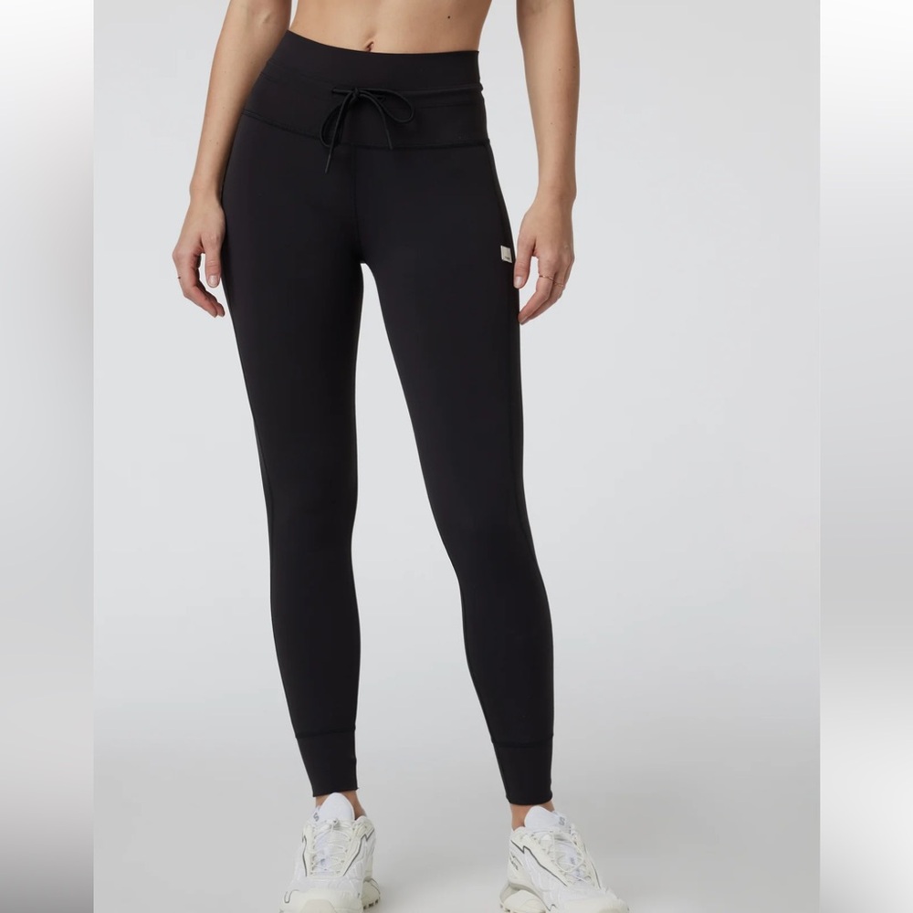 Vuori Womens Daily Leggings Drawstring High Waist Stretch Black